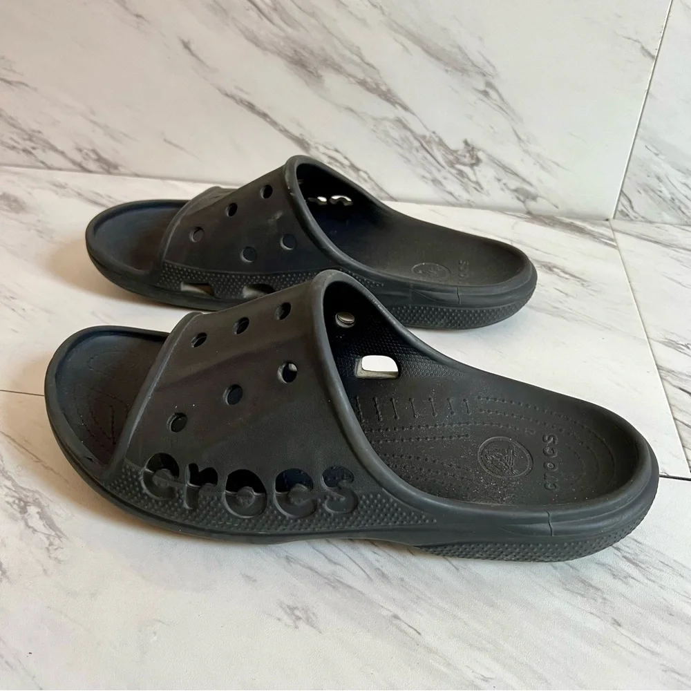 Crocs Black Lightweight Unisex Baya II Slide SZ 12